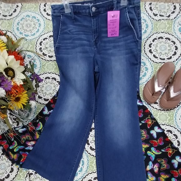 2671 Size 12/31 Mossimo High Rise Stretch Upcycled Wide Leg Bell-Bottoms - Picture 1 of 5